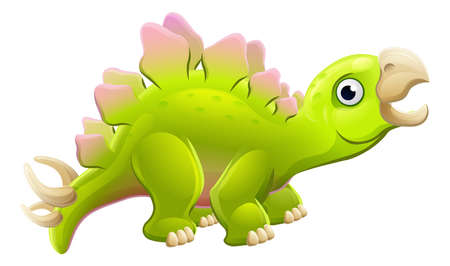 A cute cartoon dinosaur Stegosaurus characterのイラスト素材