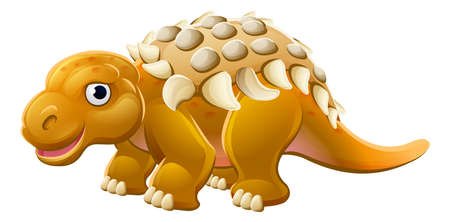A cute cartoon Edmontonia dinosaur characterのイラスト素材
