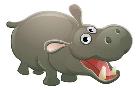 A cute hippopotamus hippo animal cartoon character mascotのイラスト素材