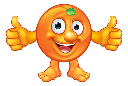 A cartoon orange fruit character mascot  giving a thumbs upのイラスト素材