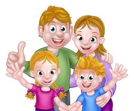 Family scene of kids and parentsのイラスト素材