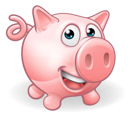 A cartoon cute pig farm animal characterのイラスト素材