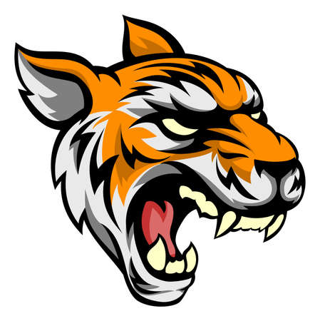An illustration of a tiger animal mean sports mascot headのイラスト素材