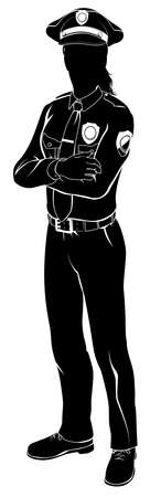 Silhouette female woman police officer policewomanのイラスト素材