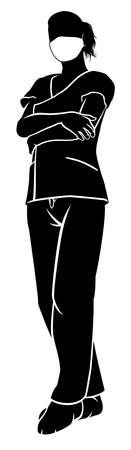 Silhouette female woman doctor or surgeon in scrubsのイラスト素材