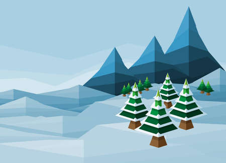 Abstarct Christmas polygon snow winter wonderland landscape background sceneのイラスト素材