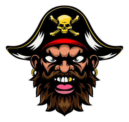 A mean looking cartoon pirate sports mascotのイラスト素材