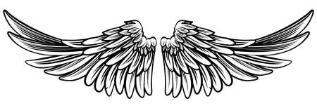 A pair set of spread out  eagle bird or angel wingsのイラスト素材