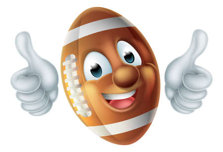 Cartoon American football ball man mascot character doing a double thumbs upのイラスト素材
