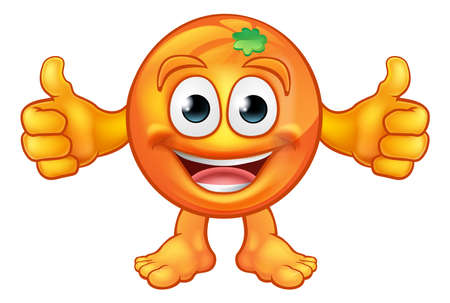 A orange cartoon fruit mascot character giving a thumbs upのイラスト素材