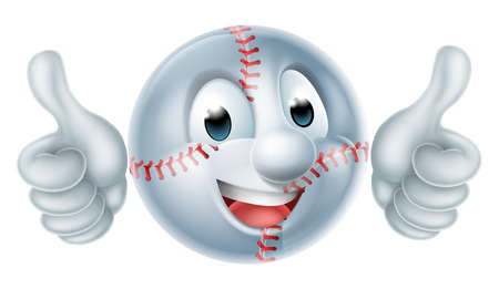 A cartoon softball or basketball ball man mascot character doing a thumbs upのイラスト素材