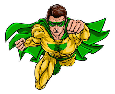 Cartoon superhero in a pop art comic book styleのイラスト素材