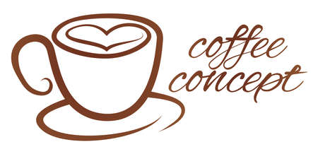 An abstract coffee cup heart shape love cafe icon concept.のイラスト素材