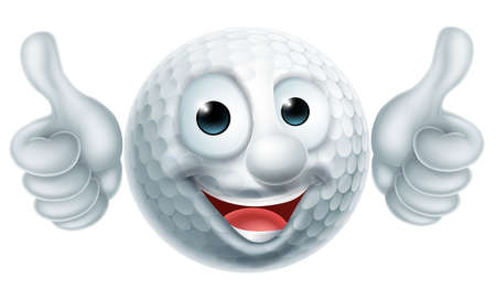 Cartoon golf ball man mascot character doing thumbs upのイラスト素材