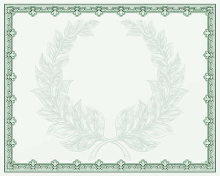 An award or qualification certificate background template with a laurel wreath motifのイラスト素材