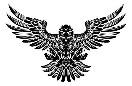 Bald eagle mascot swooping with claws out and wings spreadのイラスト素材