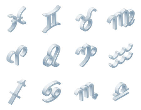 Zodiac horoscope astrology sign icon set.のイラスト素材