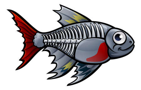 An X Ray Tetra Fish animal cartoon characterのイラスト素材