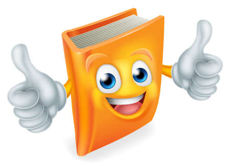 A cute book cartoon character education mascot giving a double thumbs up