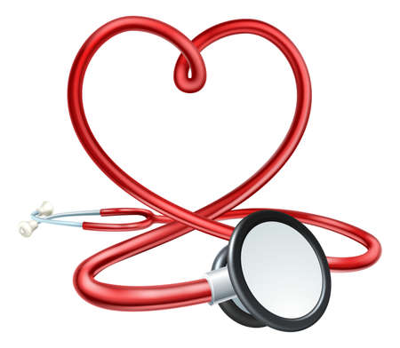 A red doctors Stethoscope forming a heart shapeのイラスト素材