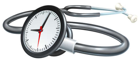 A stethoscope clock time or waiting list medical conceptのイラスト素材