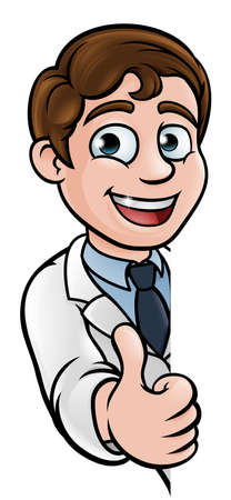 Scientist Cartoon Character Thumbs Up Signのイラスト素材