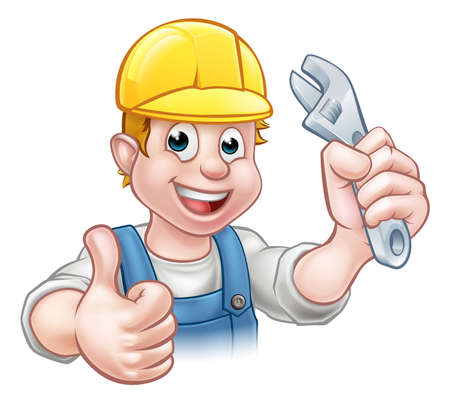 Cartoon Character Plumber or Mechanicのイラスト素材