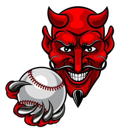 Devil Baseball Sports Mascotのイラスト素材