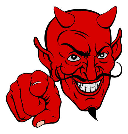 Devil Pointing Cartoon Characterのイラスト素材