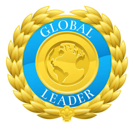 Gold Global Leader Winner Laurel Wreath Medalのイラスト素材