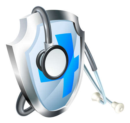 Shield and Stethoscope Medical Conceptのイラスト素材