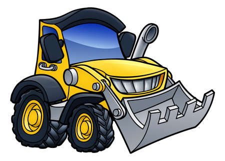 A Digger Bulldozer Cartoon.のイラスト素材