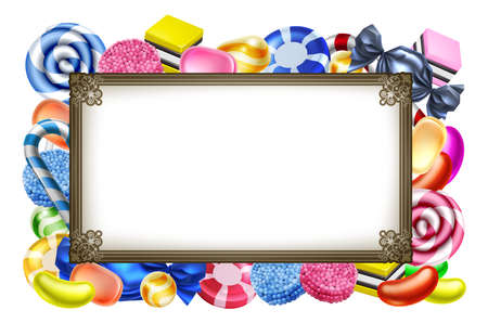 Candy Sweets Background Frame Sign.のイラスト素材