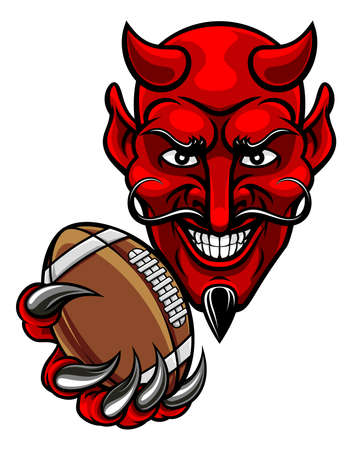 Devil American Football Sports Mascot. Vector illustration.のイラスト素材