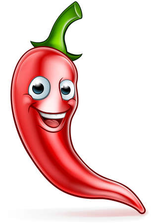 Cartoon Red Chilli Pepper Mascot. Vector illustration.のイラスト素材