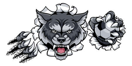 Wolf Soccer Mascot Breaking Backgroundのイラスト素材