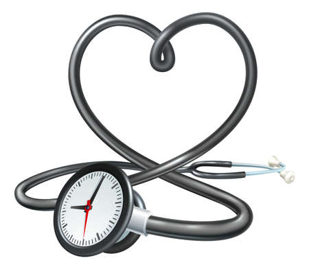 Stethoscope Heart Clock Concept Vector illustration.のイラスト素材