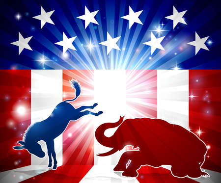 Silhouette Donkey Fighting Elephantのイラスト素材