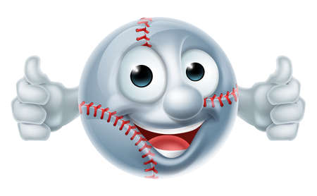 Cartoon softball or basketball ball man mascot character doing thumbs upのイラスト素材