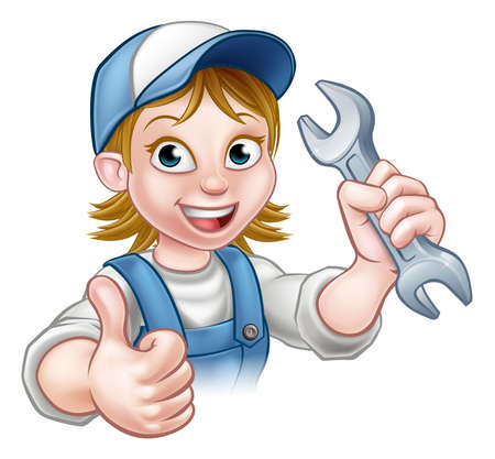 Female Mechanic or Plumber with Spannerのイラスト素材