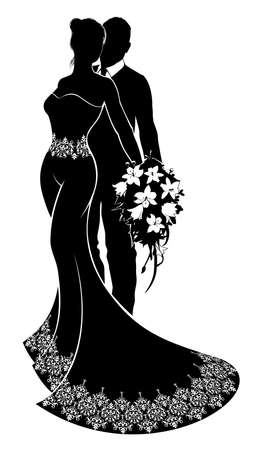 Bride and Groom Wedding Silhouetteのイラスト素材