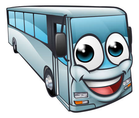 A bus cartoon character mascotのイラスト素材