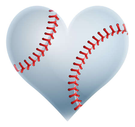 A heart shaped baseball ball representing a love of the game of baseballのイラスト素材
