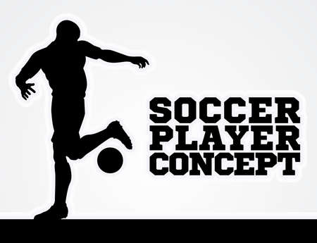 A stylised illustration of a soccer football player in silhouette controlling the ballのイラスト素材