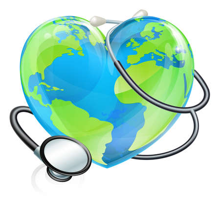 Stethoscope Heart Earth World Globe Health Conceptのイラスト素材