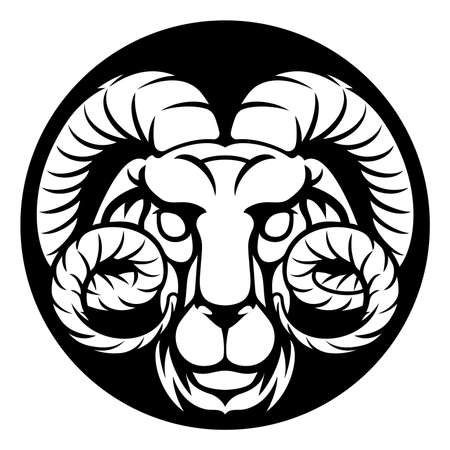 An Aries zodiac horoscope sign on white background.のイラスト素材
