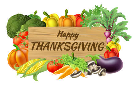 Thanksgiving Fruits and Vegetable Produce Signのイラスト素材