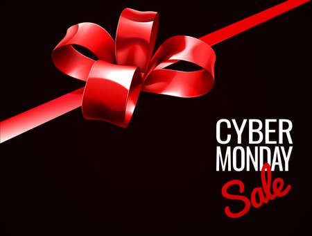 Cyber Monday Sale Gift Bow Designのイラスト素材