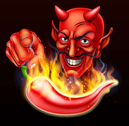 Flaming Hot Pepper and Pointing Devilのイラスト素材