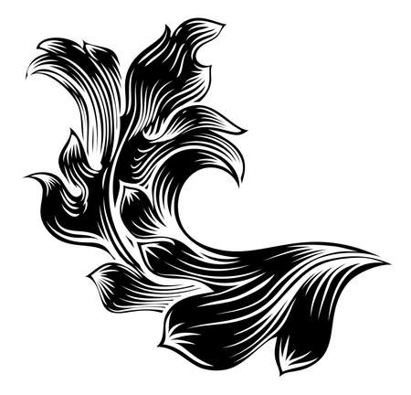 Heraldic Floral Filigree Pattern Scroll Designのイラスト素材